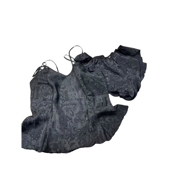 Victoria's Secret Other - Vintage Victoria’s Secret Gold Label Black Satin Silk Paisley Cami Short Set S